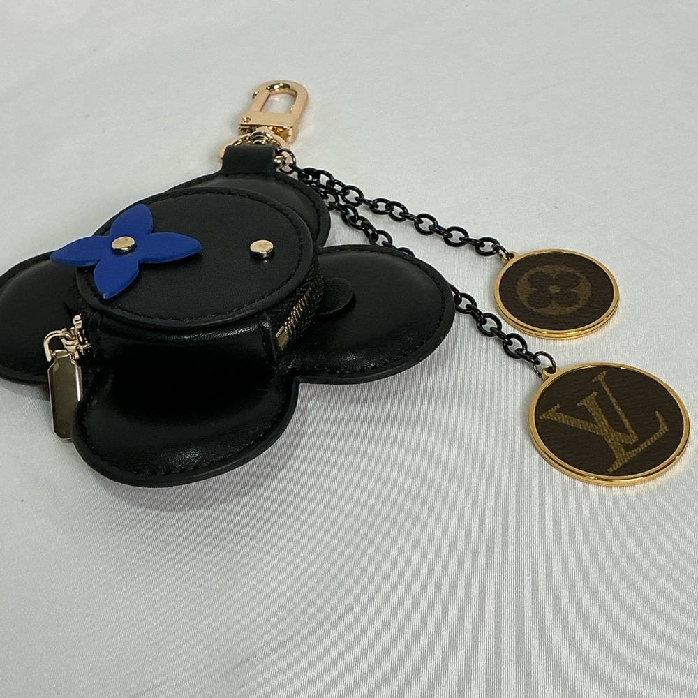 Black & Blue Designer Keychain Bag Charm Coin Purse Air Pods Monogram Canvas LV - Picture 8 of 14
